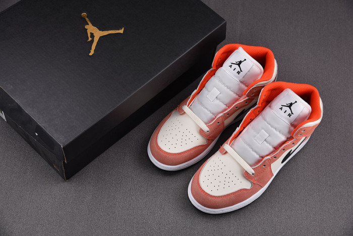 air jordan 1 mid se orange suede dv1336-800