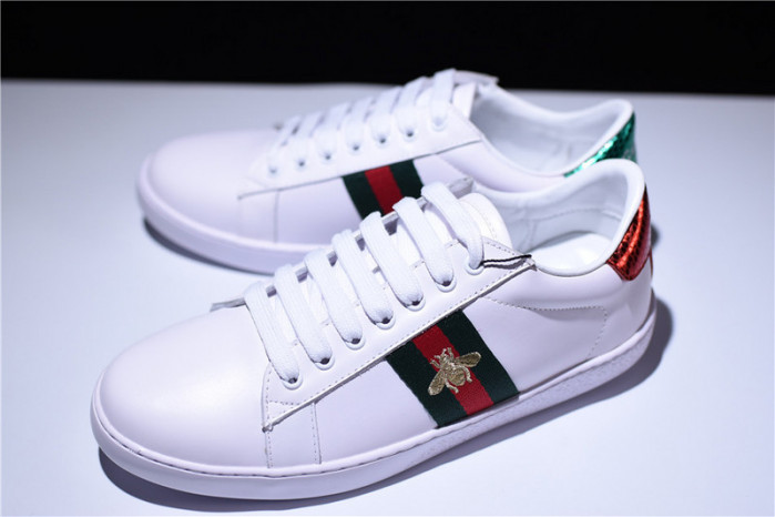 g*u*i ace embroidered low-top sneaker white with bee